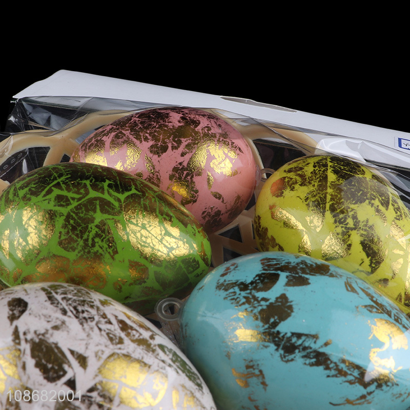 Hot selling 5pcs metallic foam Easter eggs and hollowed-out basket set