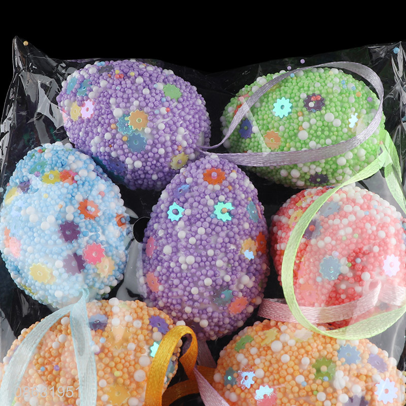 Hot selling 12pcs decorative foam Easter eggs Easter hanging ornaments