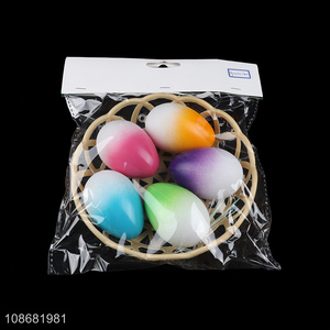 New products 5pcs Easter home decorations foam Easter eggs with basket