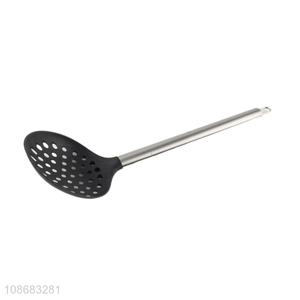 Wholesale heat resistant nylon slotted skimmer slotted spoon with long handle