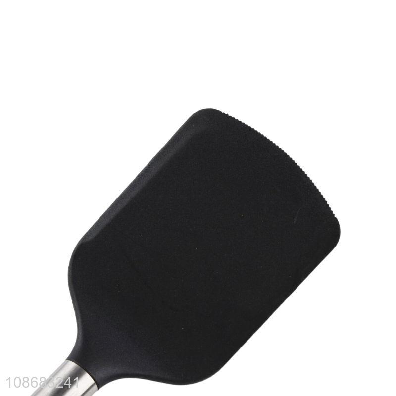 Wholesale non-stick heat resistant nylon kitchen spatula with wooden handle
