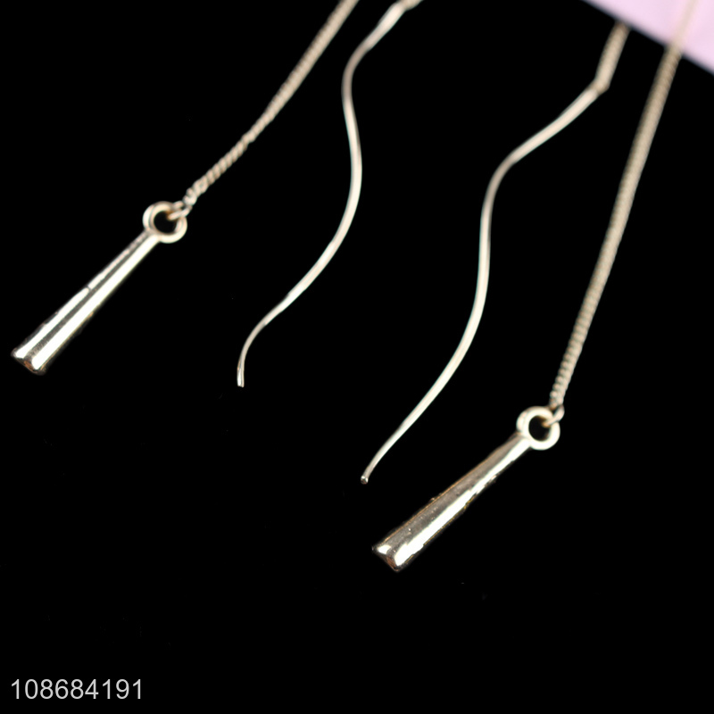 New product minimalist chain threader earrings for women girls teens