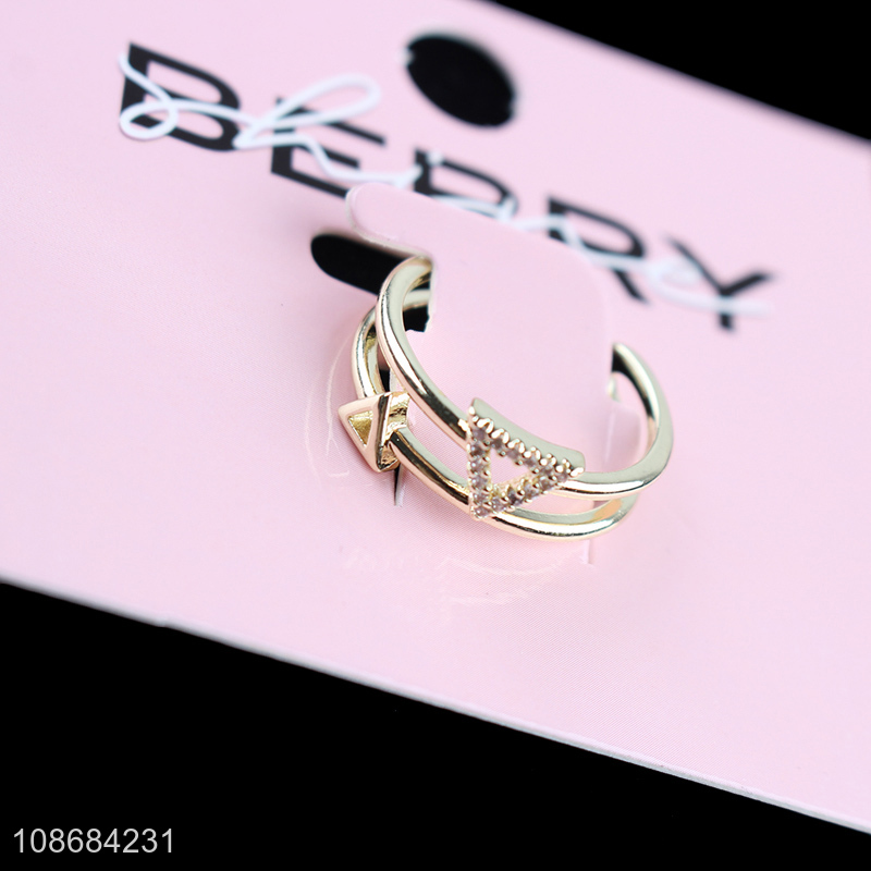 Popular product trendy geometric triangle cuff ring for women men