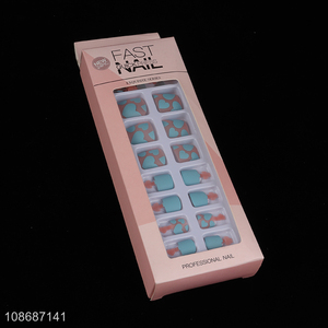 Good selling 24pcs quick press art fake toenail kit wholesale