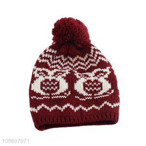 Top selling fashion acrylic embroidery knitted winter beanies hat wholesale