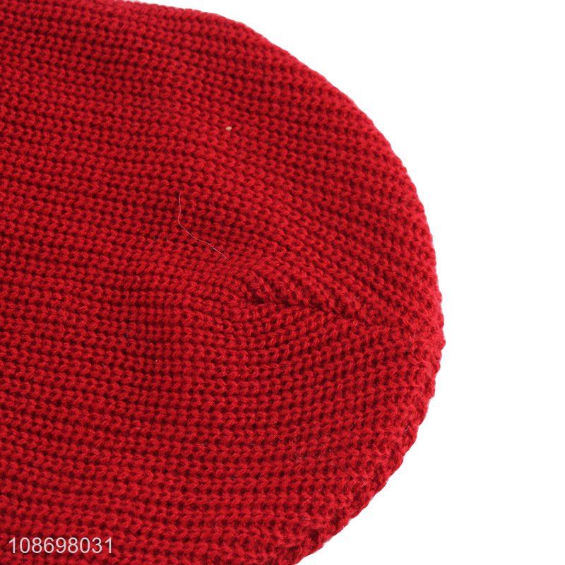 Best sale red winter thickened women beanies hat knitted hat wholesale