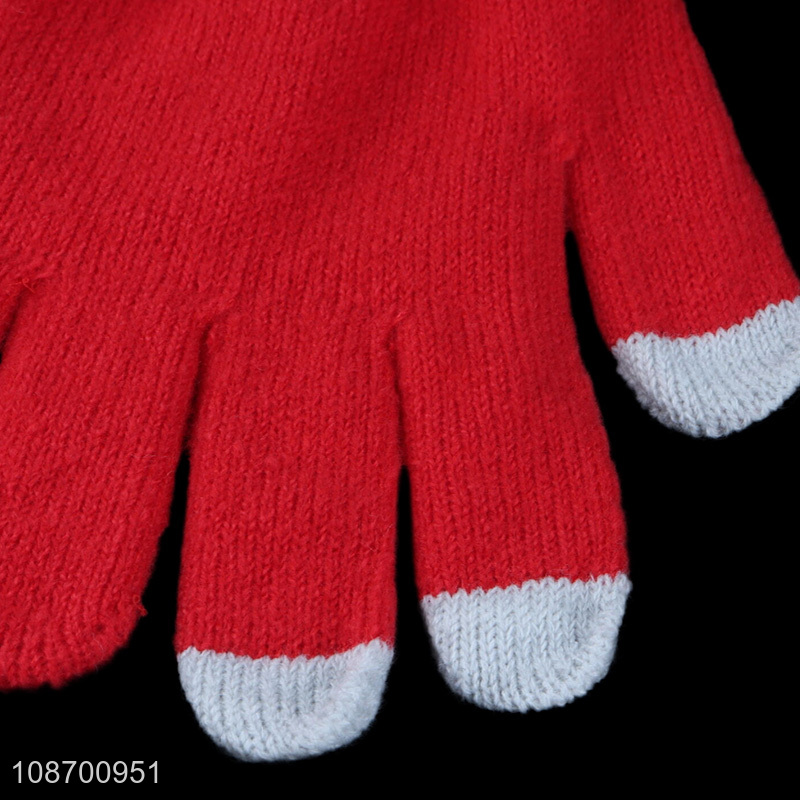 Factory price winter red thicken gloves touch screen gloves for outdoor