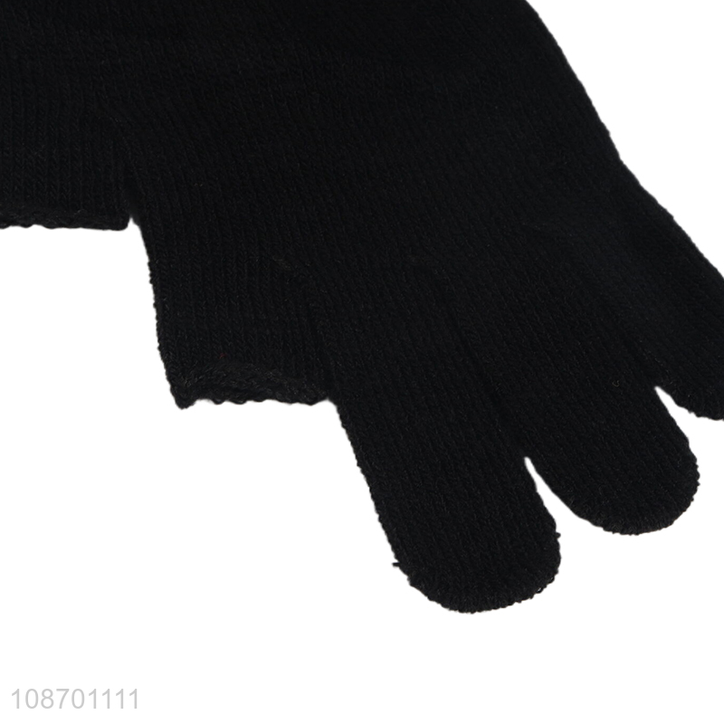 Top quality black two fingers exposed gloves winter warm gloves for sale