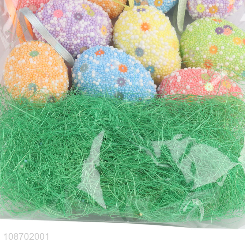 Hot selling 10pcs foam Easter eggs with bird nest for Easter decor