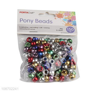 Hot selling colorful metallic pony beads for hair braiding DIY craft