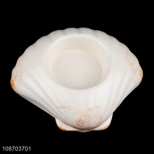 New product ceramic seashell candle holder ocean style ceramic candlestick