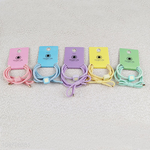 Yiwu market candy color bowtie hair rope elastic hair ring for headdress