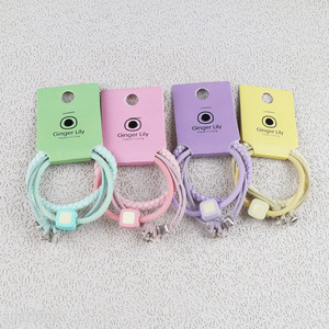 Factory price candy color crystal hair rope elastic hair ring for girls