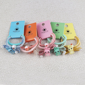 Most popular cartoon multicolor elastic hair rope telephone wire hair ring for sale