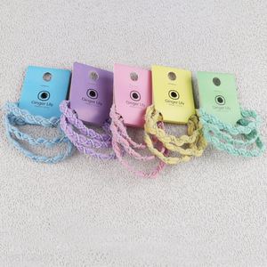 Factory price candy color fashion braided hair rope elastic hair ring for sale