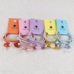 Yiwu market multicolor fashion girls bow tie star hair rope hair ring set
