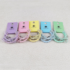 Yiwu factory candy color girls bow hair rope hair ring for headdress