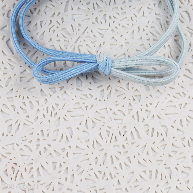 Best selling candy color bowtie braided hair rope colored bead hair ring for girls