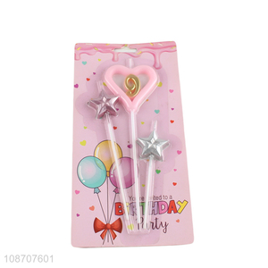 Top quality creative birthday cake decoration heart star candle for sale