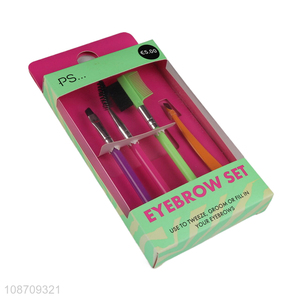 Wholesale 4pcs beauty tools eyebrow tool kit eyebrow tweezers set
