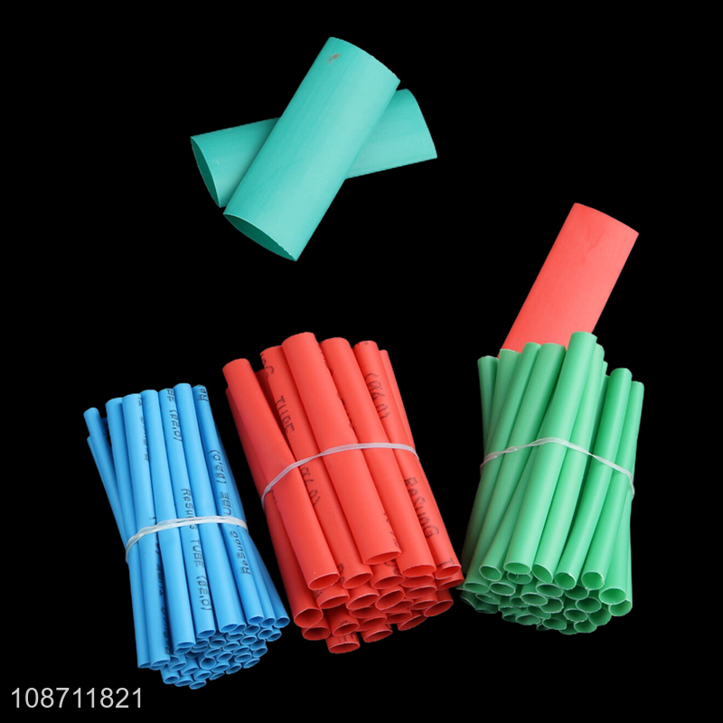 Wholesale 280pcs heat-shrinkable insulating sleeves. including: 9*45mm, 8 each of black, green, yellow, red and blue; 10*45mm, 8 of black; 6*45mm 20 of blue; 5*45mm 25 of black; 5*45mm 25 of green; 2*45mm 50 of yellow; 3*45mm 40 of black; 5*45mm 30 of red; 3*45mm blue 50 pcs