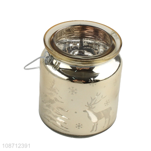 Popular product gold empty glass Christmas candle jar table centerpieces