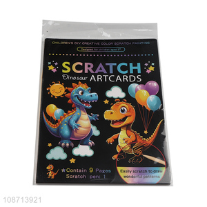 Factory price dinosaur series cartoon scratch art card art paper for kids