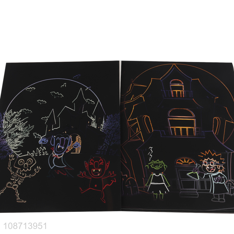 Hot selling halloween series children scratch art card art paper wholesale