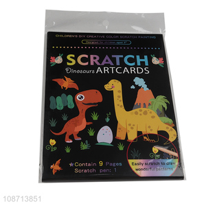 China products children magic dinosaur scratch art card painting toys