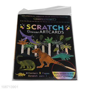 Good selling dinosaur series kids scratch art card art paper for painting toys
