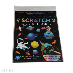 Yiwu market kids creative diy painting toys scratch space art card for sale