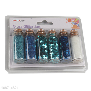 Hot items 6pcs glass glitter jar diy toys set for sale