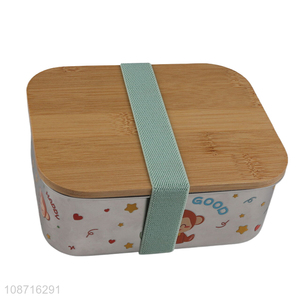 Hot selling stylish stainless steel metal bento lunch box with bamboo lid