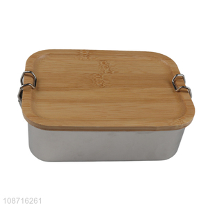 New product leakproof 304 stainless steel bento lunch box with bamboo lid