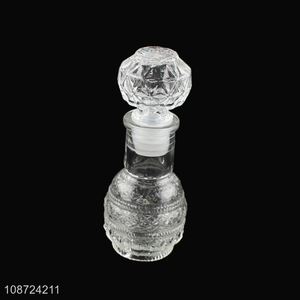 Hot selling 50ml empty engraved glass wine bottle glass whiskey bottle