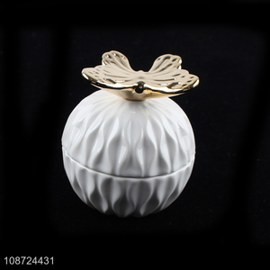 Latest products ceramic plating gold jewelry storage box with lid