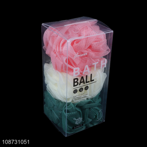 Popular products 3pcs soft fluffy exfoliating bath ball bath flower for skin care