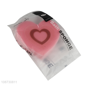Good quality heart shape soft exfoliating shower bath sponge for sale