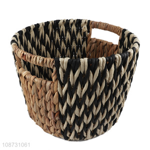 Wholesale hand-woven water hyacinth storage basket multi-purpose storage basket