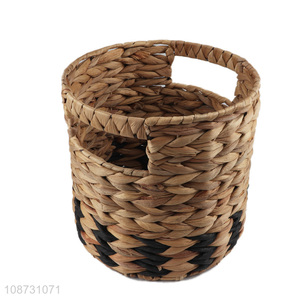 Good quality multipurpose hand-woven water hyacinth storage basket with handles