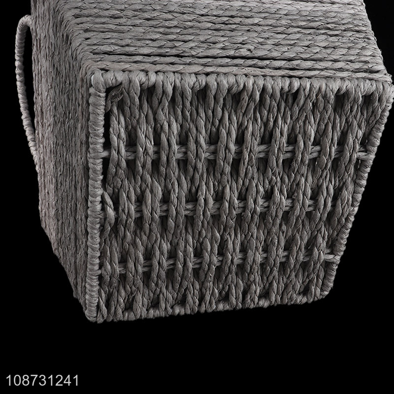 Online wholesale multi-purpose hand-woven papyrus storage basket with handles