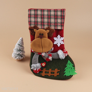 Hot selling 3D fabric Christmas stockings tartan ornaments for family