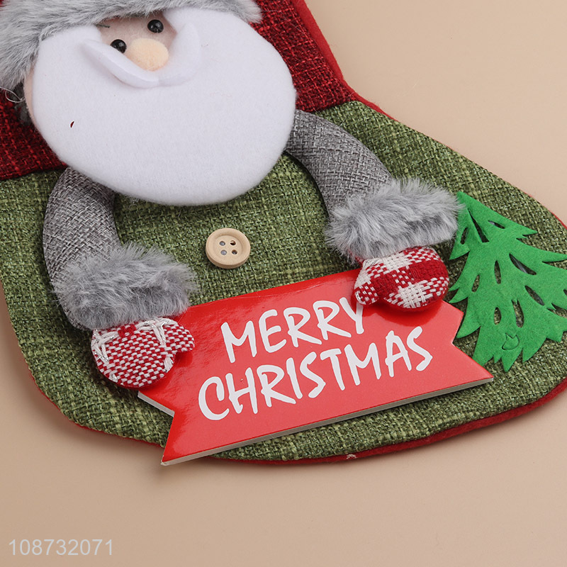 Yiwu market 3D fabric Christmas stocking bag for children kids girls boys