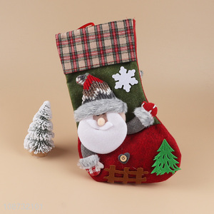 New arrival 3D fabric Christmas stockings imitation linen hanging socks