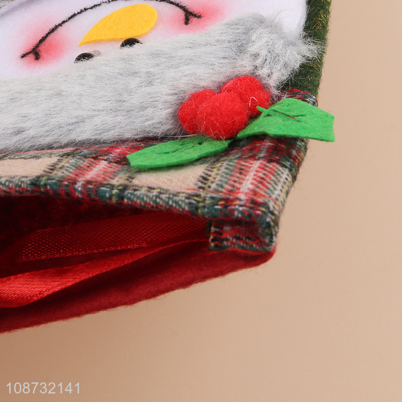 High quality 3D soft plush fabric Christmas stocking bag with snowman