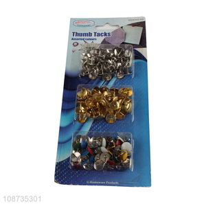 Wholesalea 180 pieces colorful flat metal thumbtacks for wall and map