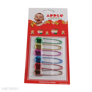 Yiwu market 6 pieces plastic safety pins baby nappy diaper pins