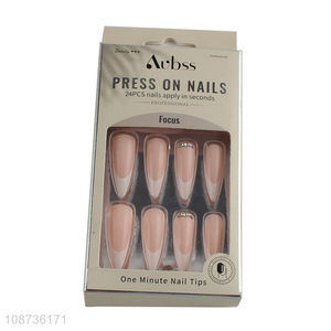 Hot products 24pcs women natural fake nail press-on nails set