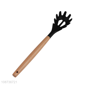 wooden handle nylon spaghetti spatula pasta fork noodle server