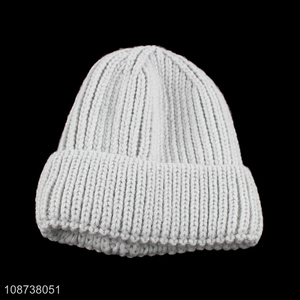 Wholesale solid color winter hat knitted beanie hat for adults